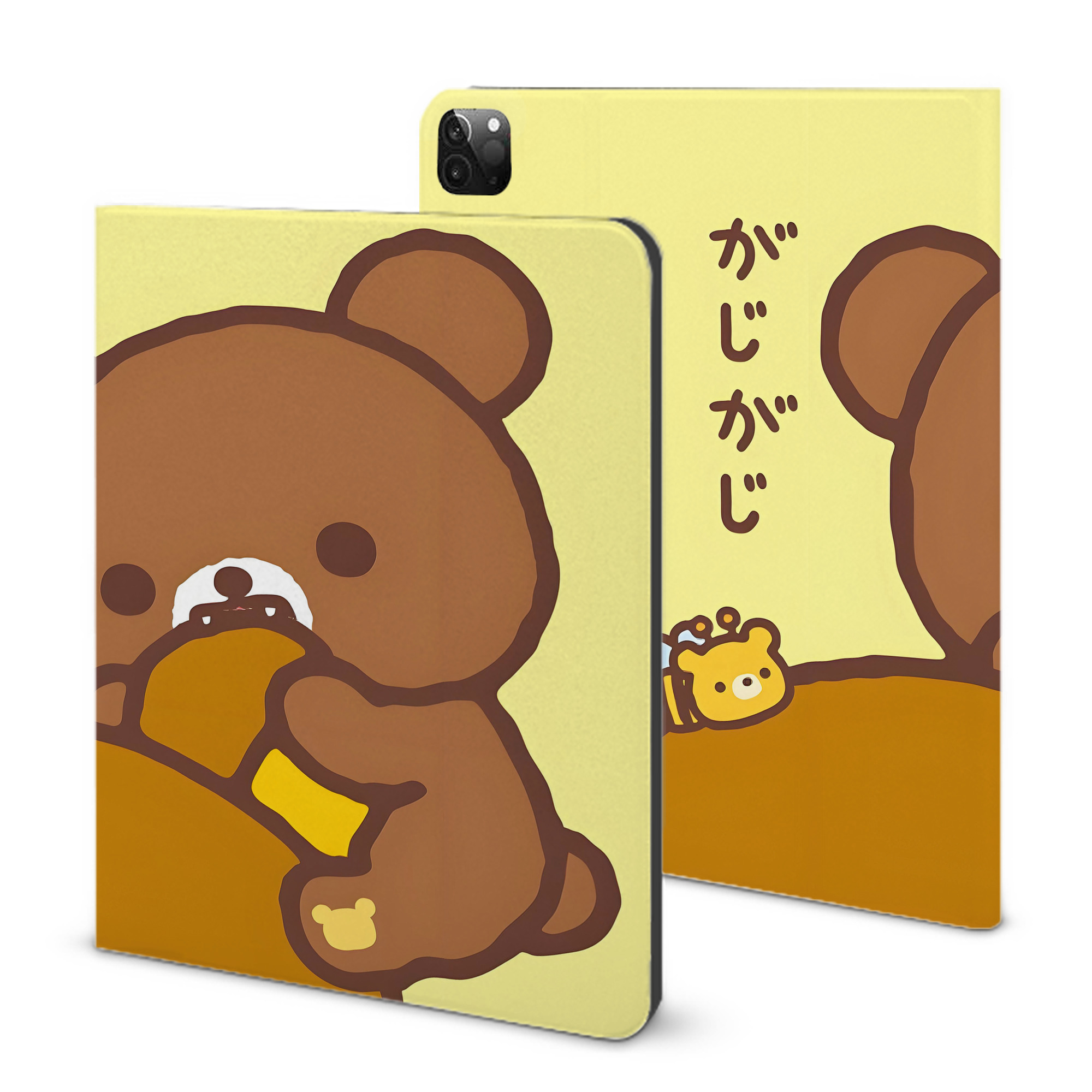 （画像用） リラックマ リラックマ キイロイトリ Rilakkuma Korilakkuma Kiiroitori IPadケース ペンホルダー付き ブックスタイルデザイン